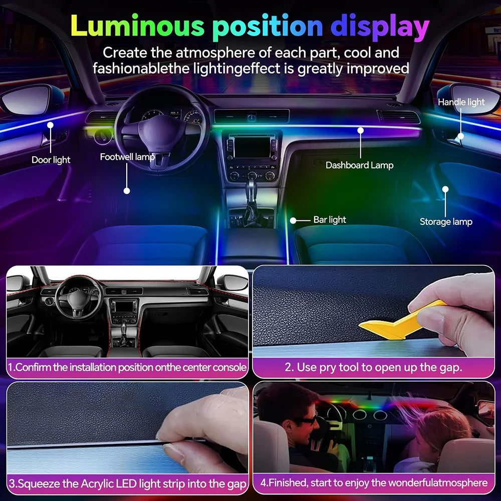 Acrylic Interior Lighting Kit Dynamic RGB Ambient Strip Neon