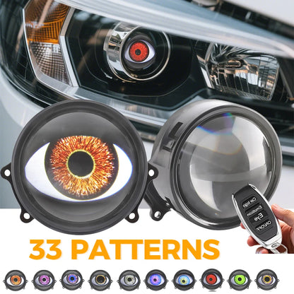 For Headlights Projector Lens 3 Inch Dynamic Devils Eyes Demon
