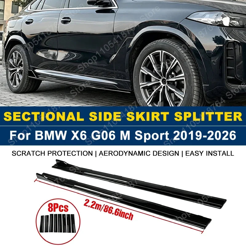 For BMW X6 G06 M Sport 2.2m 86.6 Side Skirts Extension Rocker