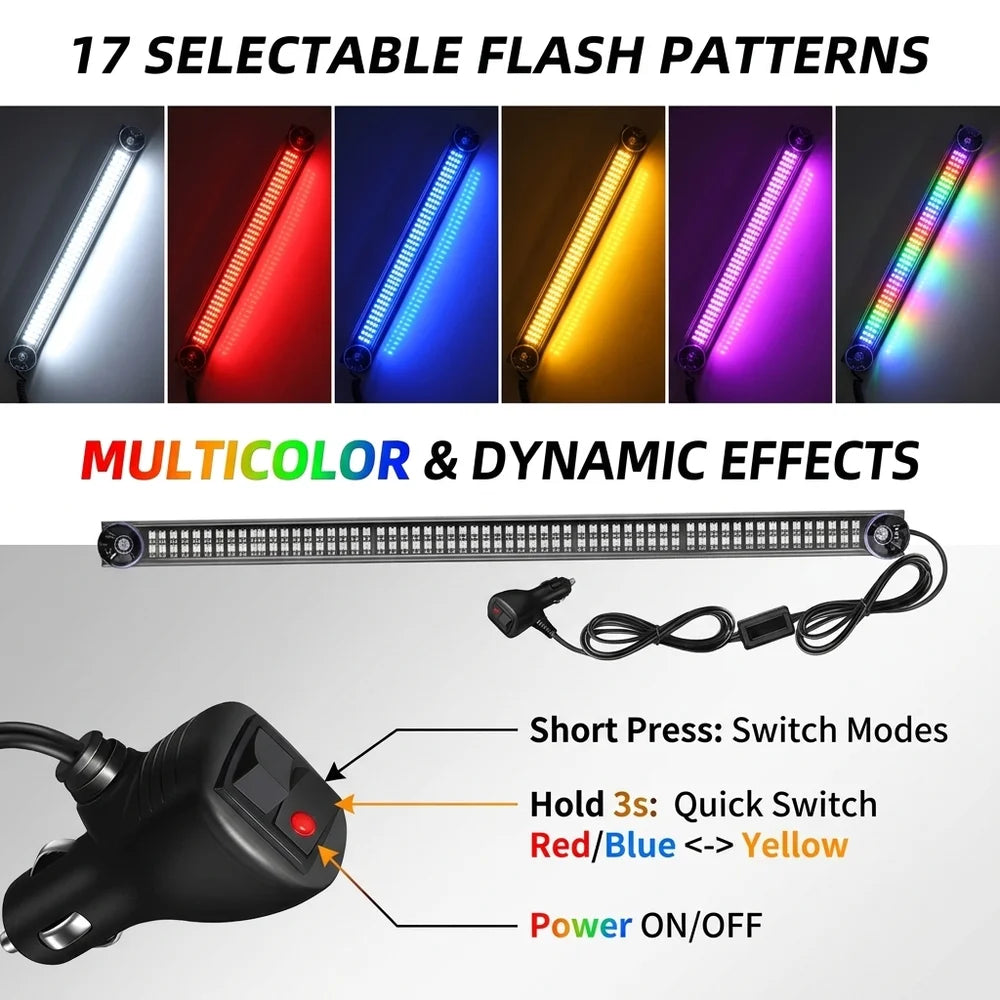 192 RGB Windshield Strobe Bar Set 1-to-2 ultra-thin Emergency