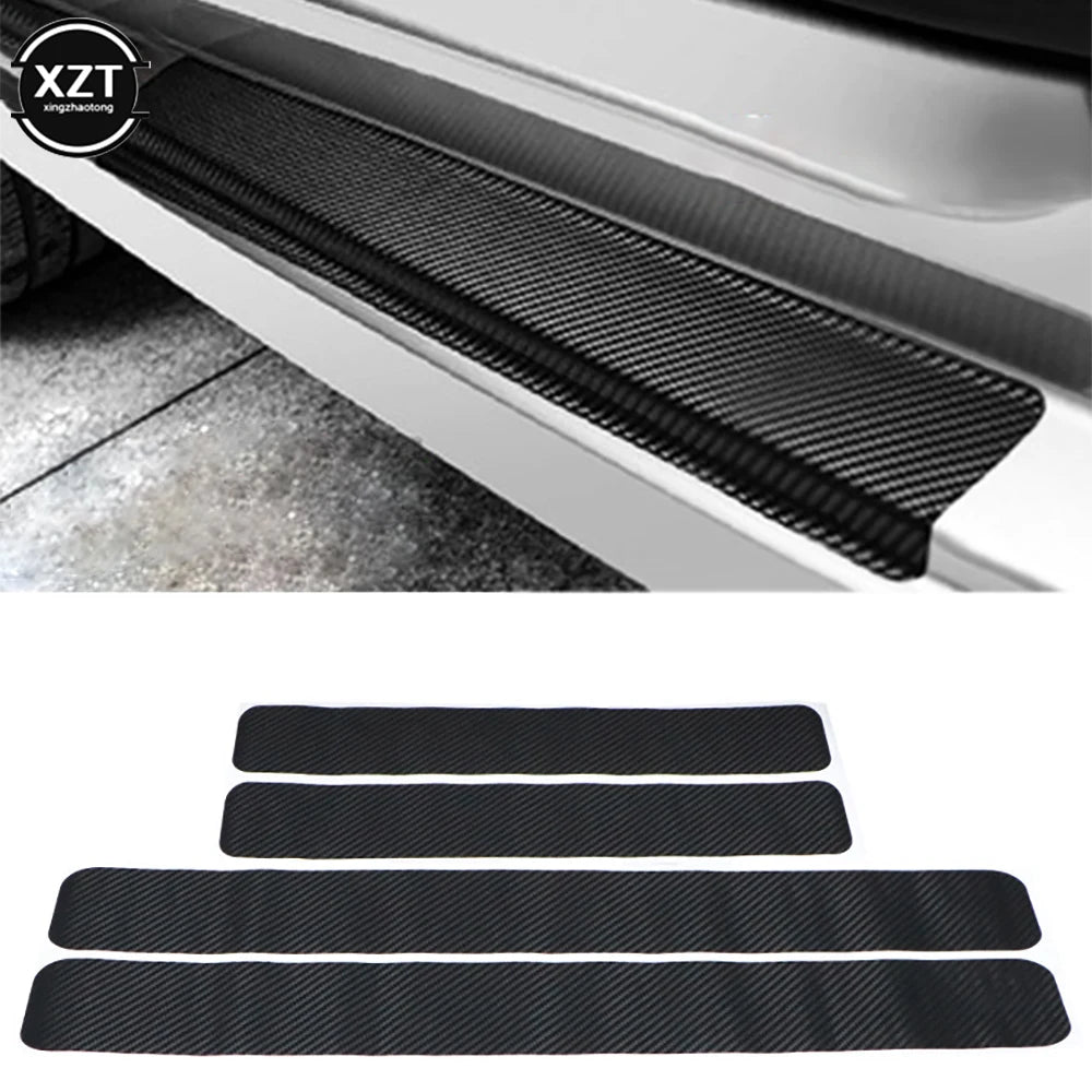 3D Carbon Fiber Sticker Paste Protector Strip Door Sill