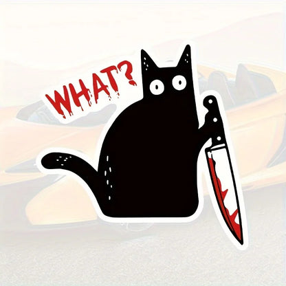 For Windows Wal Funny Murderous Cat Holding Knife Halloween