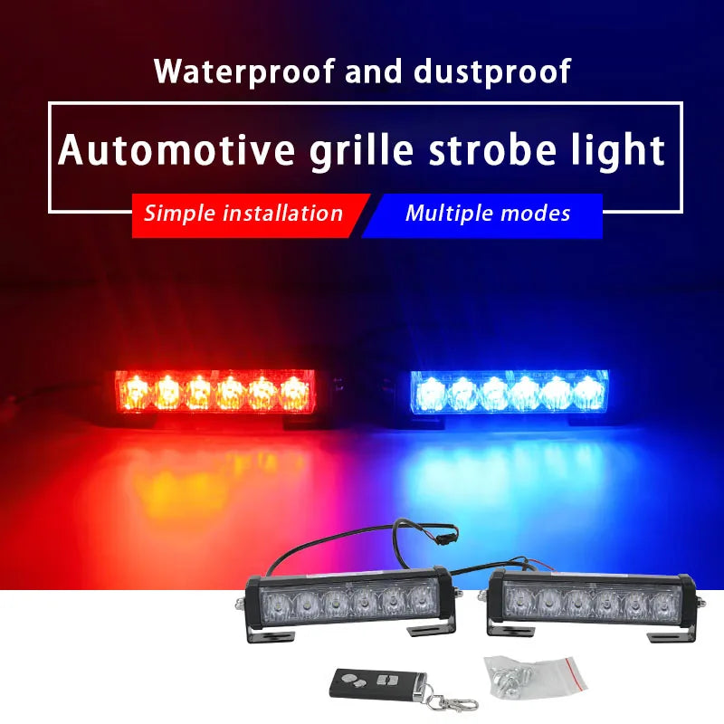 6LED One Drag Two Four Strobe Warning Flash Long