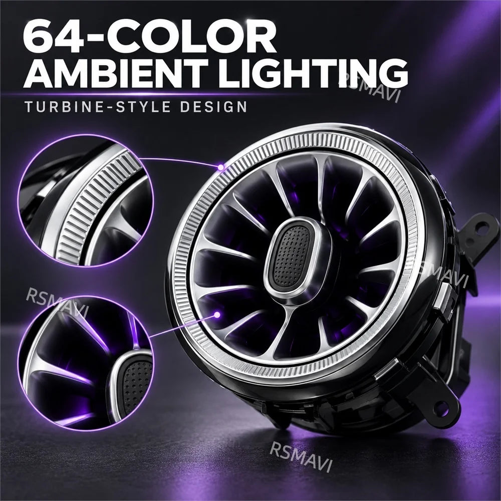 Front Dashboard Turbine Air Vent Kit Ambient Lighting Compatible