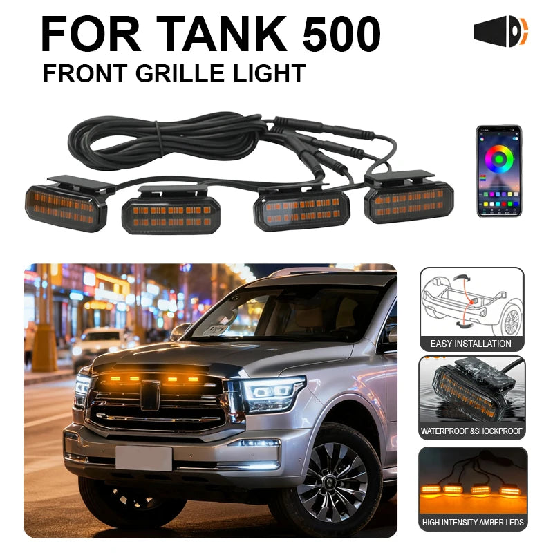 For Tank 500 TANK400 Center Grille Small Amber Single Color Snap