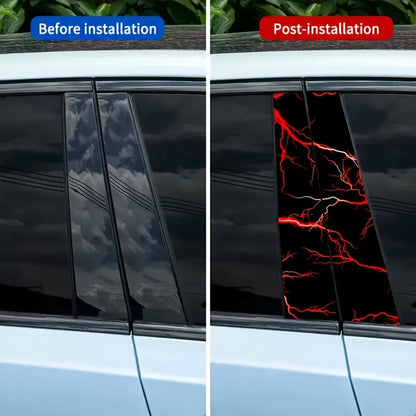 2-piece Red Lightning Decal Set easy-paste b-pillar Sticker