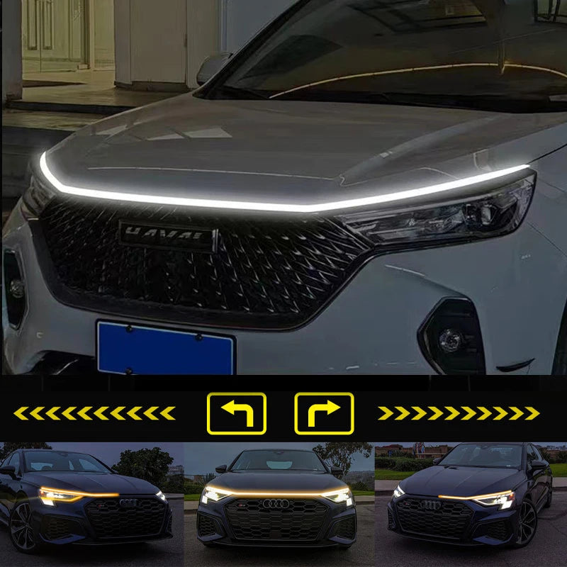 1PCS Hood Strip Dynamic Daytime Running Turn Signal Scan