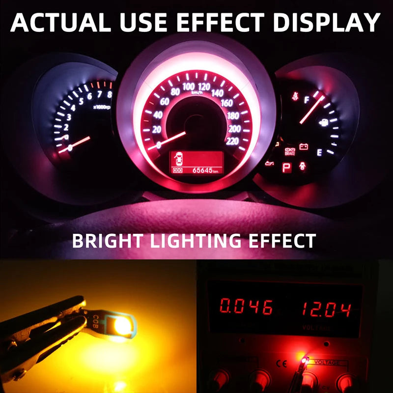 10PCS T5 W3W Bulb Cob 2SMD Interior Super Bright