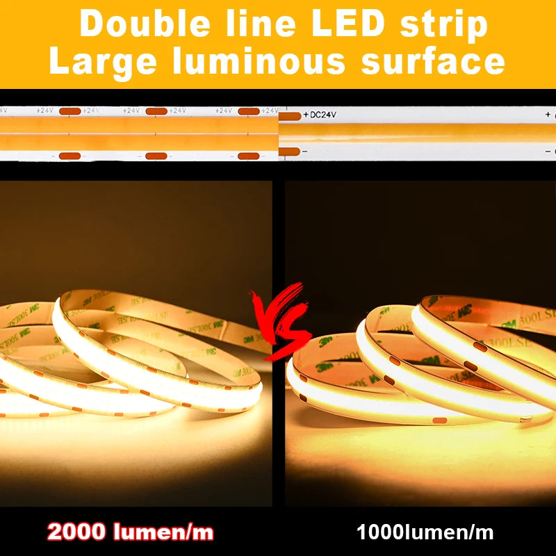 Super Bright Cob Strip 2000LM M Double Row 600leds