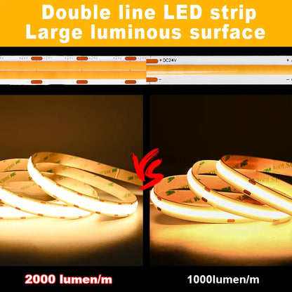 Super Bright Cob Strip 2000LM M Double Row 600leds