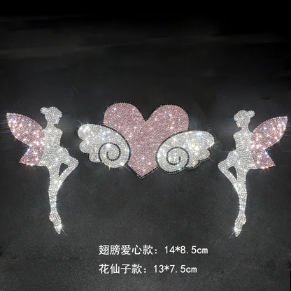 Bling Angel Wing Heart Crystal Sticker Rhinestone Stars 3D