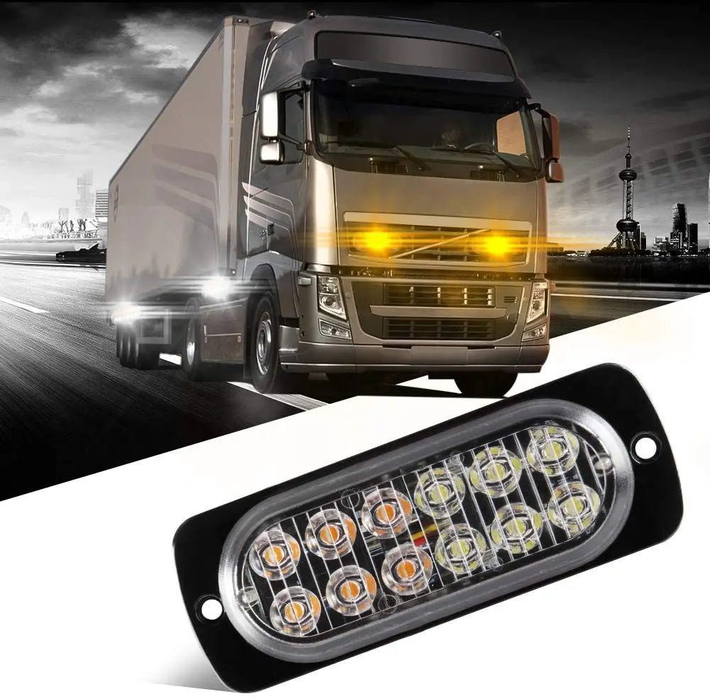 12 Strobe Side Warning Flashing Lightbar Truck Beacon Amber