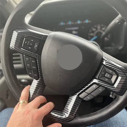 For Ford F150 2015 - 2020 ABS Carbon Fiber Steering Wheel Cover