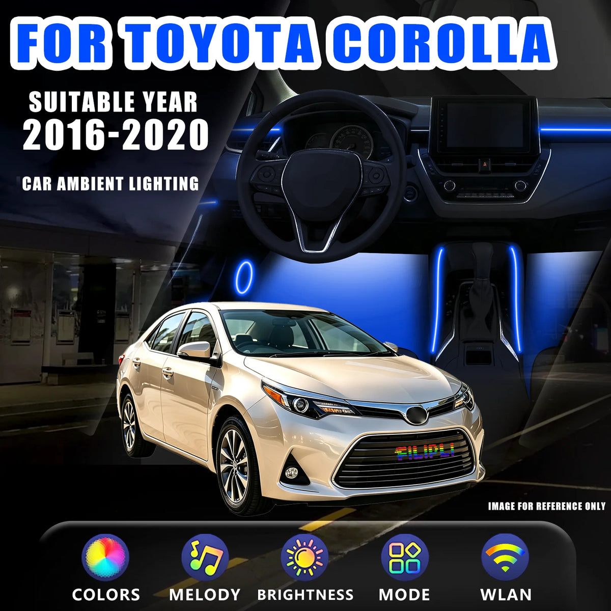 For Toyota Corolla 2016-2020 RGB 18 Ambient Lighting Kit Full