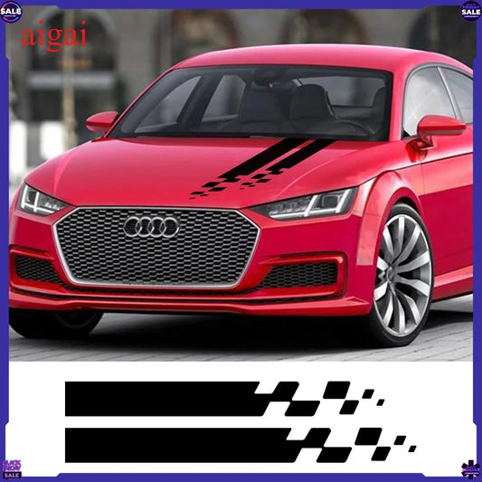 2PCS Hood Cover Sticker Vinyl Film Long Stripe Decals