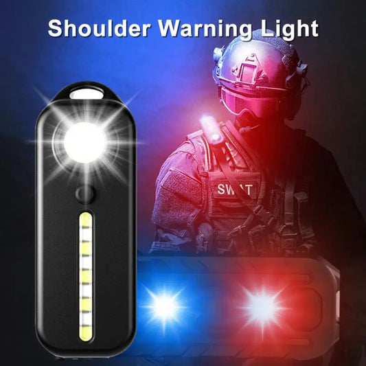 Red Blue Caution Emergency Clip USB Rechargeable Shoulder