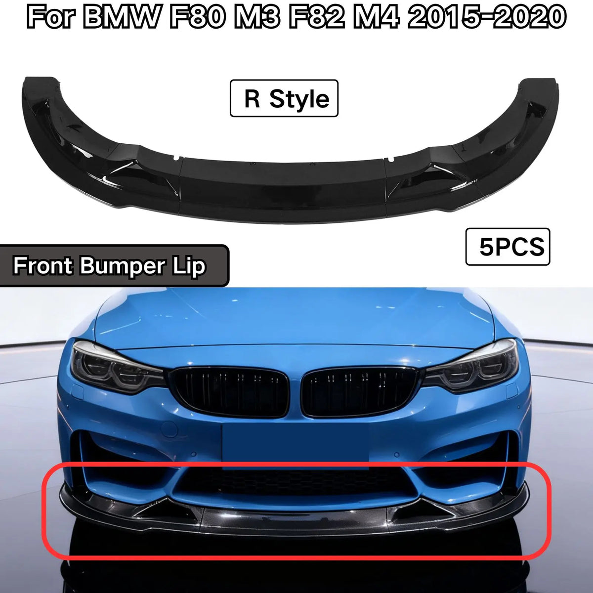 For BMW F80 M3 F82 M4 2015-2020 Front Bumper Lip 5PCS Body Kit