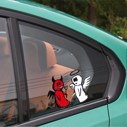 Vinyl Waterproof Hand Drawn Angel Demon Cartoon Motorcycle