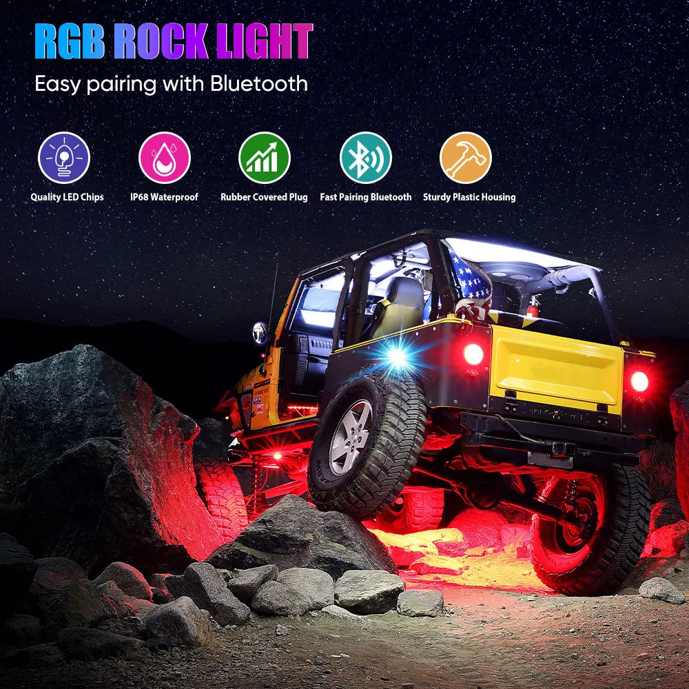 For Offroad Bright RGB Rock APP Control Waterproof IP68 Neon