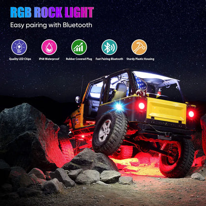 For Offroad Bright RGB Rock APP Control Waterproof IP68 Neon
