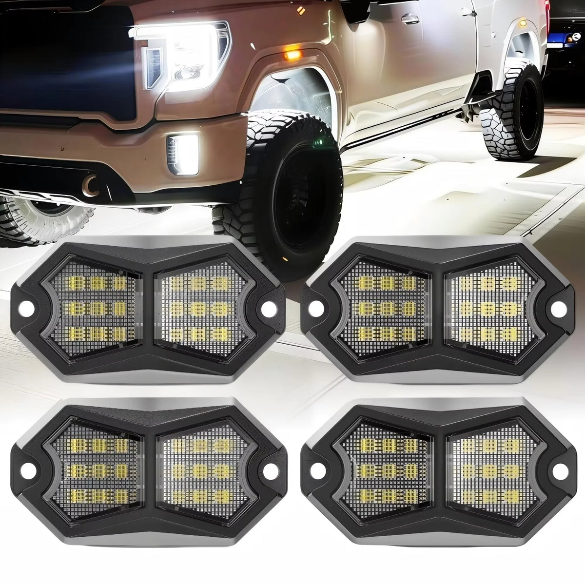 For Vehicle Off Road 4PCS 18LED Rock Underbody Van Lorry Rv