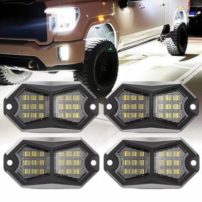 For Vehicle Off Road 4PCS 18LED Rock Underbody Van Lorry Rv