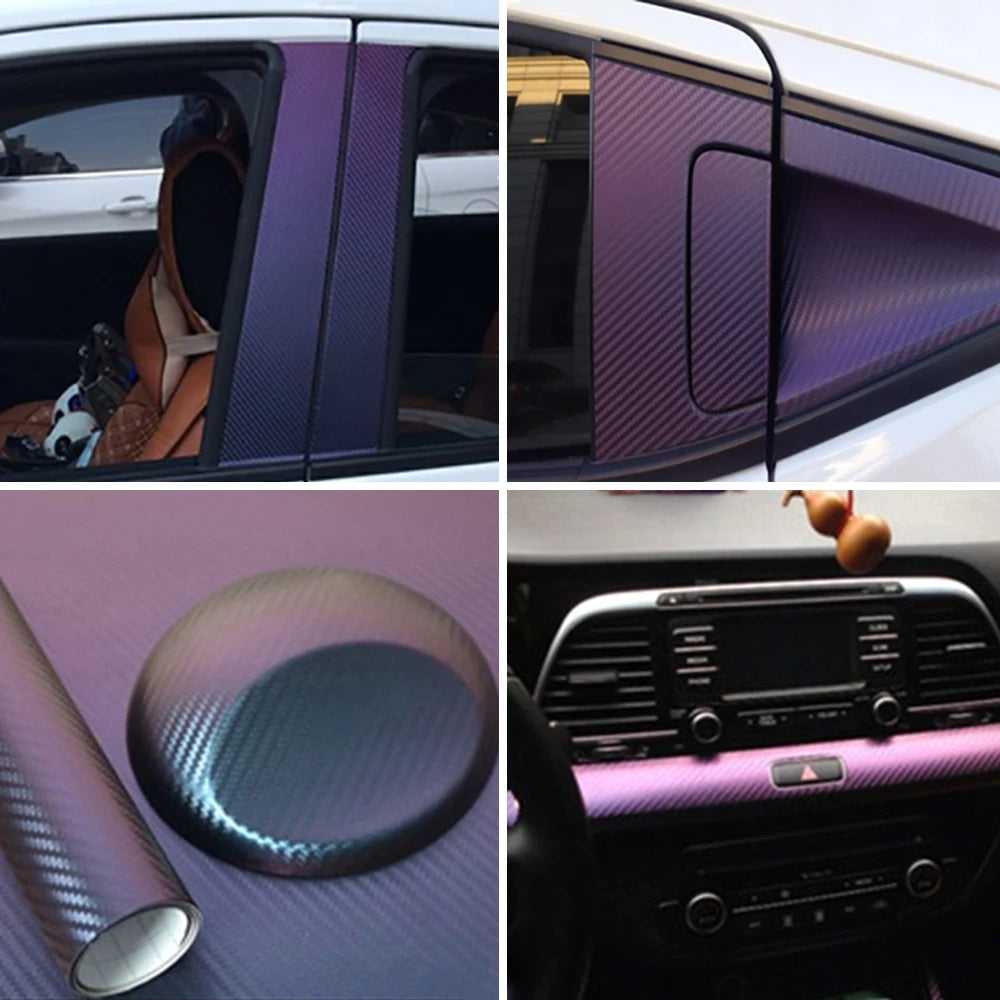 400 600CM 3D Chameleon Vinyl Film Body Carbon Fiber
