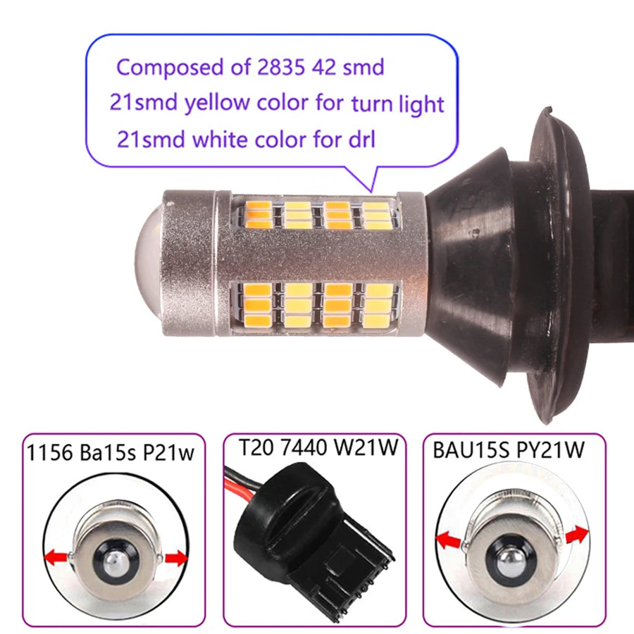 2PCS 1156 ba15s Dual Color Canbus Bulbs P21W py21w