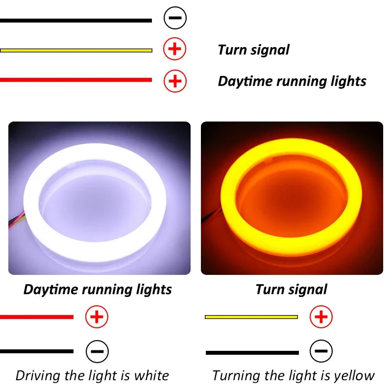 1PC Angel Eyes Bulb Ring Fog White Yellow Turn