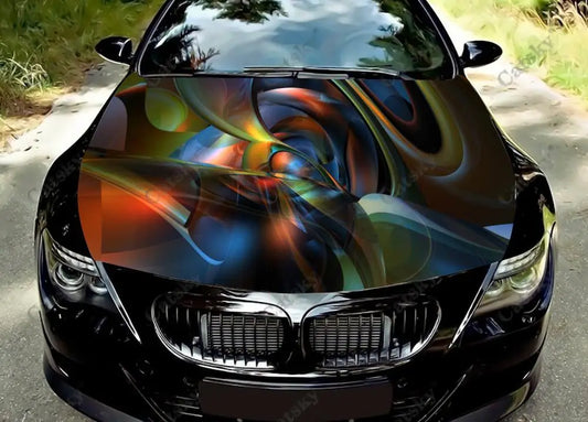 Artistic Abstract Hood Vinyl Stickers Wrap Film Engine Cover