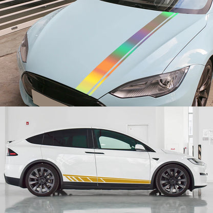 For Tesla Model 3 Y X 3PCS Hood Body Vinyl Stickers Racing Set