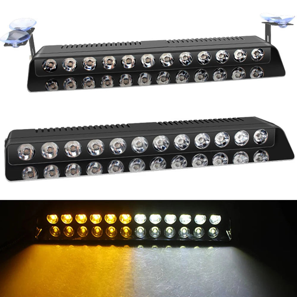 For 4" 2PCS Amber White 12LED Traffic Advisor Dash Strobe Bars