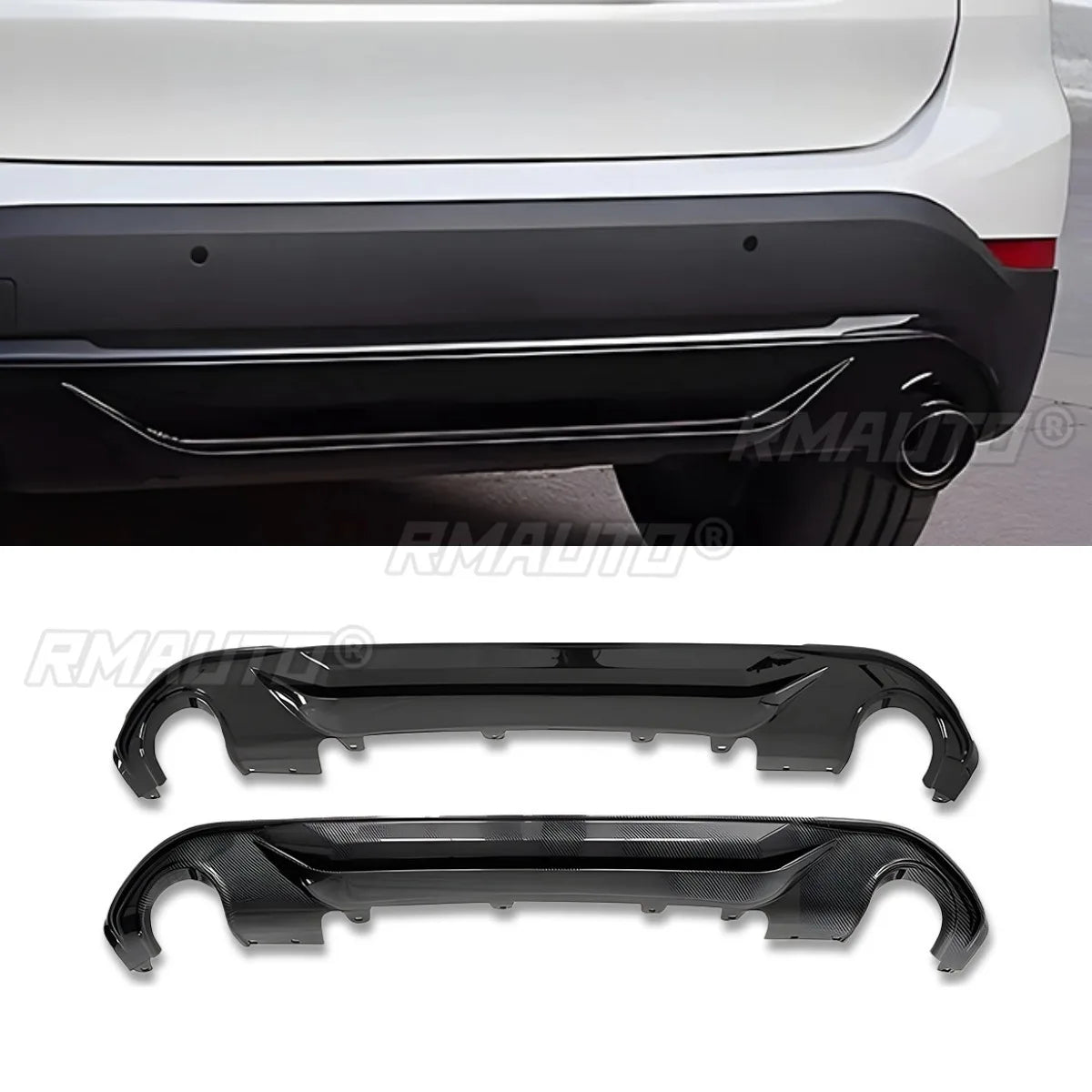For BMW X1 F48 F49 2016+ Rear Bumper Lip Splitter Diffuser