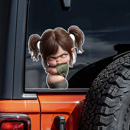 For Laptop 11.5x13cm Angry Girl Cartoon Vinyl Decal
