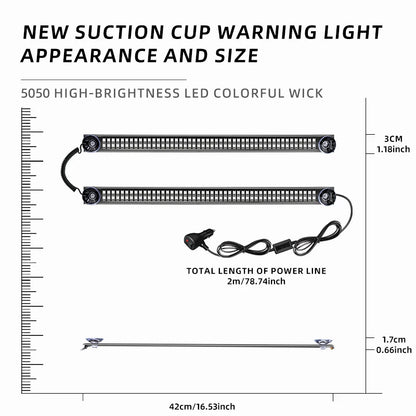 2PCS 192LED Windshield Bar Strobe Truck Roof Flashing Warning