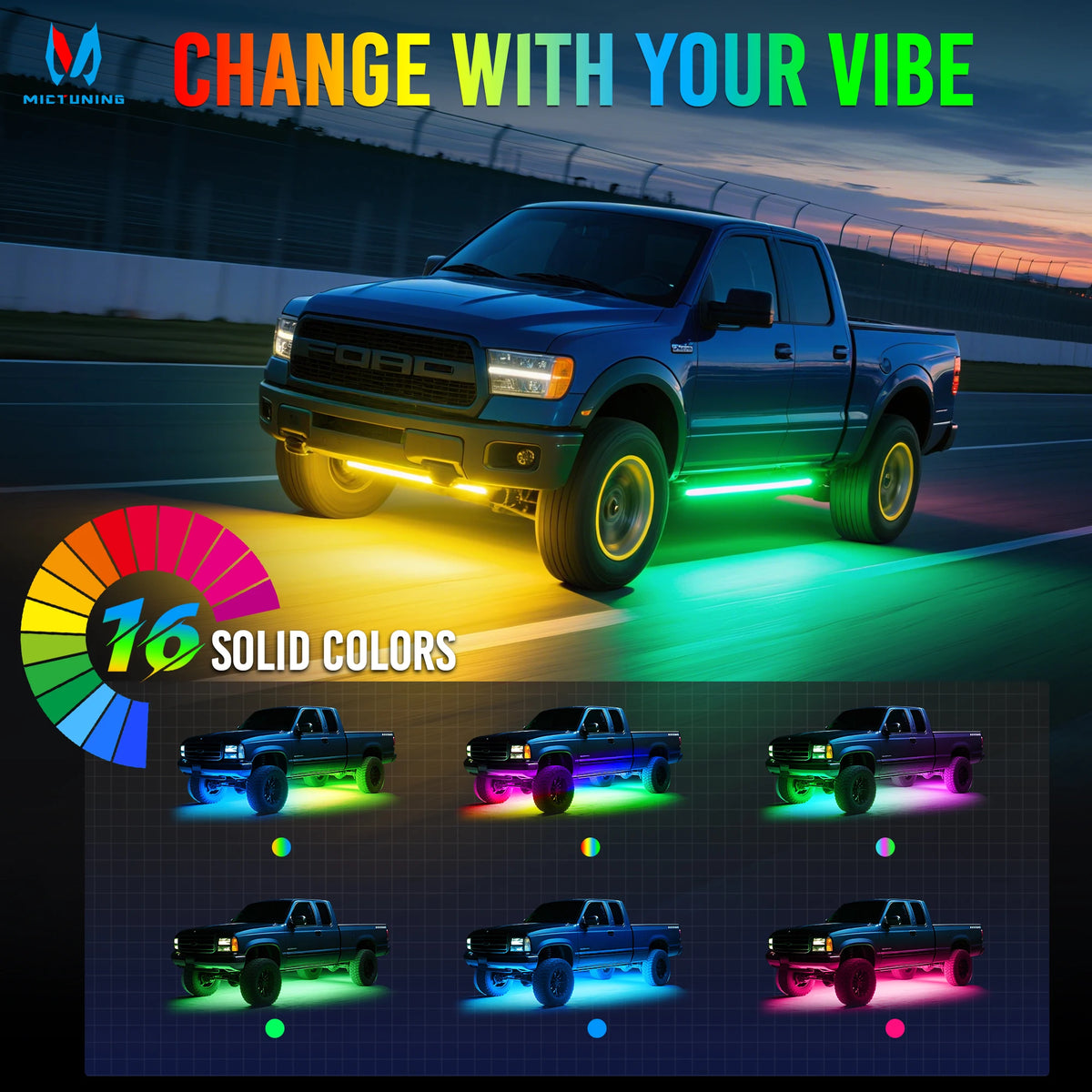 U8 rgb+ic Underglow Strip Dual Remote Control Chase Colour