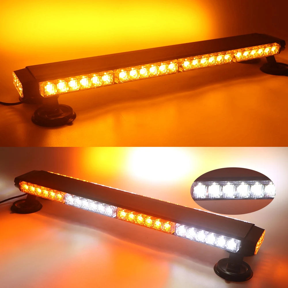 Amber White 48 Tow Truck Strobe Warning Bar Orange