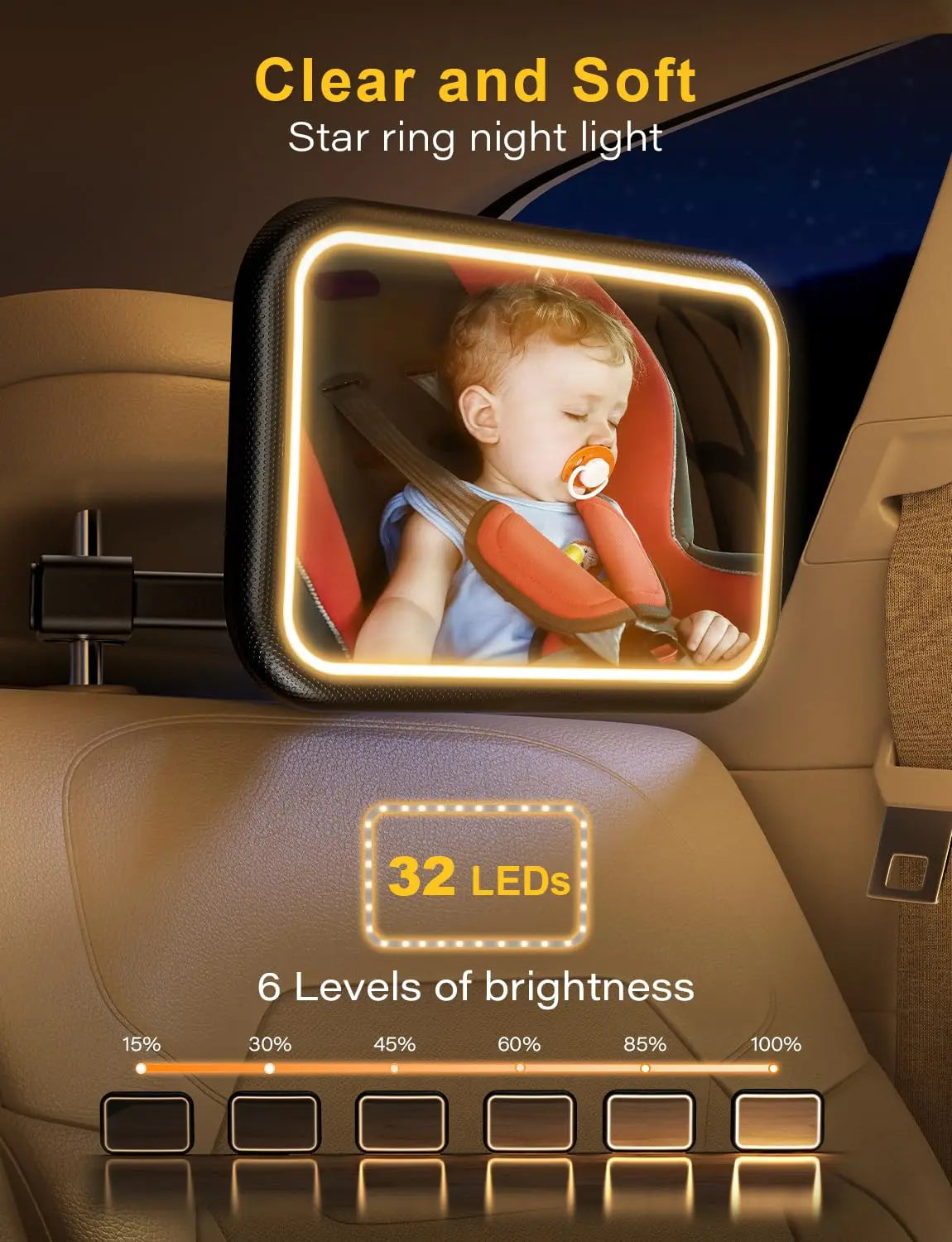 For Baby Rechargeable 2000MAH Baby Mirror Baby Mirror SEAT Rear