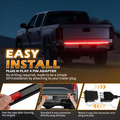 For Pickup 48 Truck Strip Tailgate Bar Reverse Brake Turn Signal