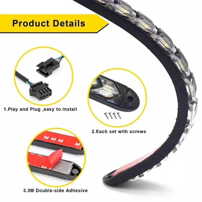 2PCS Daytime Running Flexible Headlight Sequential Flow Yellow