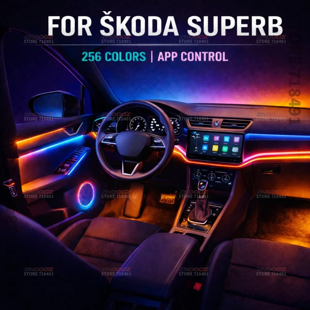 For Škoda Superb 22IN1 RGB Interior Acrylic Ambient RGB Hidden