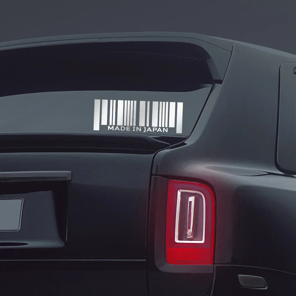 Stickers Made In Japan Barcode Reflective Body Window Decals