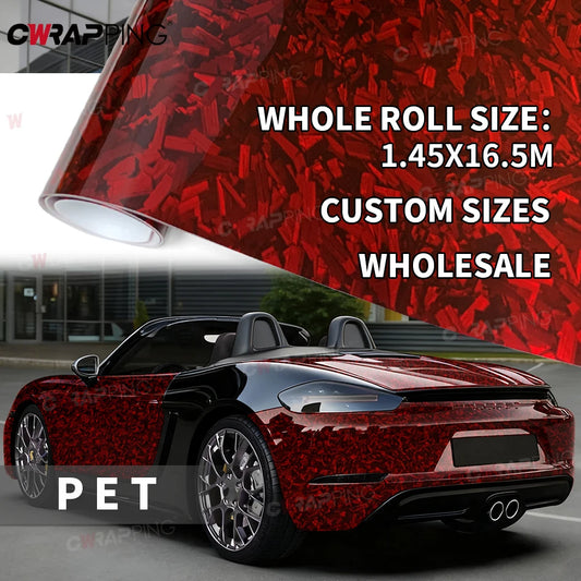 Gloss Red Sticker Vinyl Wrap Premium Pet Forged Carbon