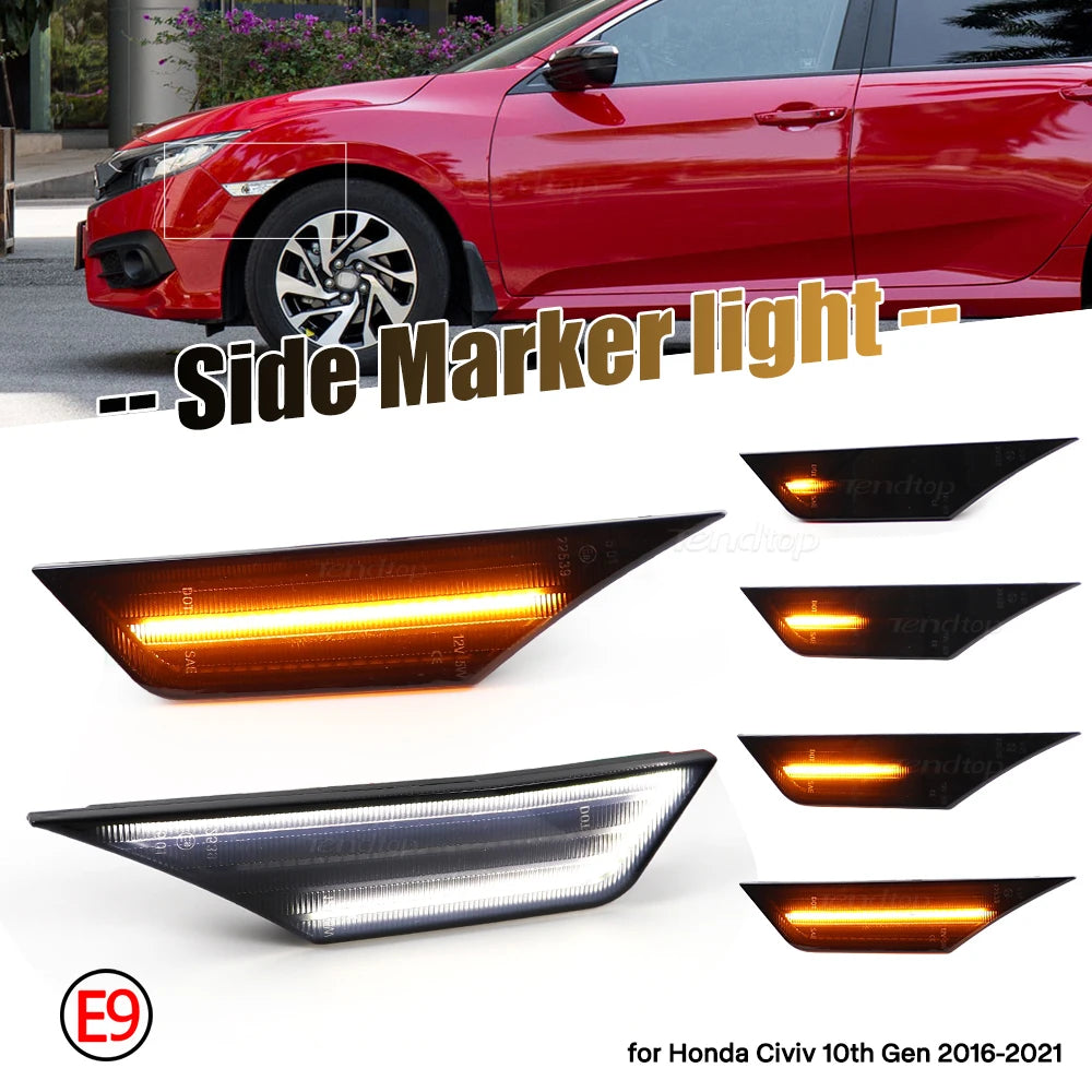 For 2016 - 2021 Honda Civic Side Marker Sequential Turn Signal
