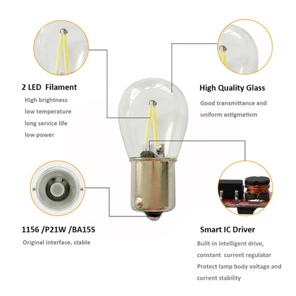 2X P21W ba15s 1156 1157 bay15d Bulb Socket Filament