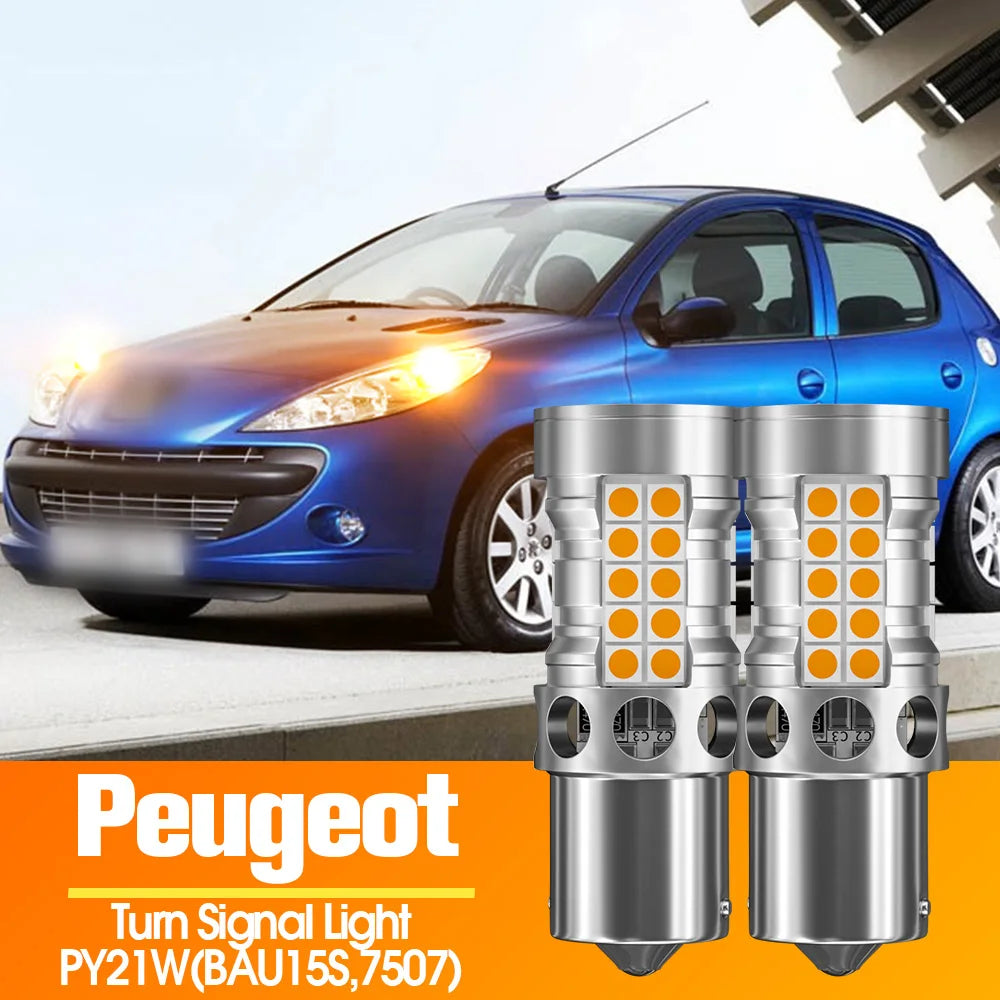 For Peugeot 106 108 206 207 2X Turn Signal Canbus py21w bau15s