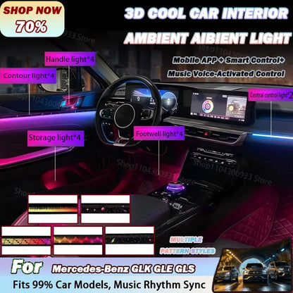 For Mercedes-Benz Glk Gle Gls LED Interior Ambient Strip RGB