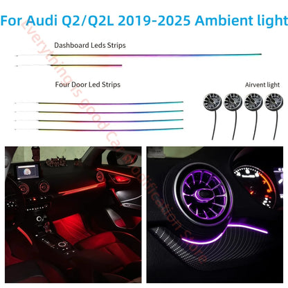 For Audi Q2 Q2L 2019+ Rhd Ambient Atmosphere Interior Lighting