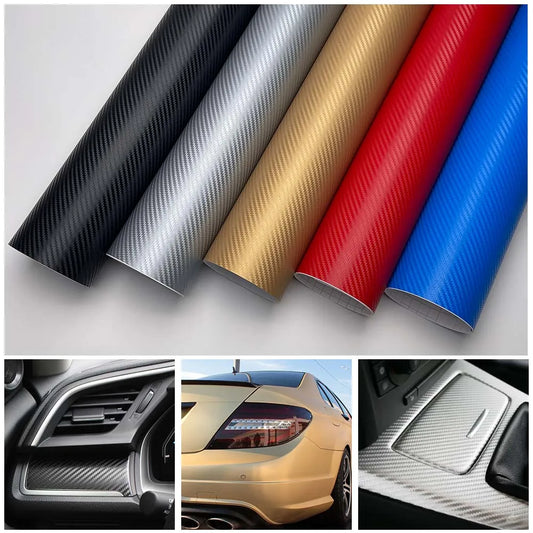 3D Black Silver Red Gold Blue Carbon Fiber Vinyl