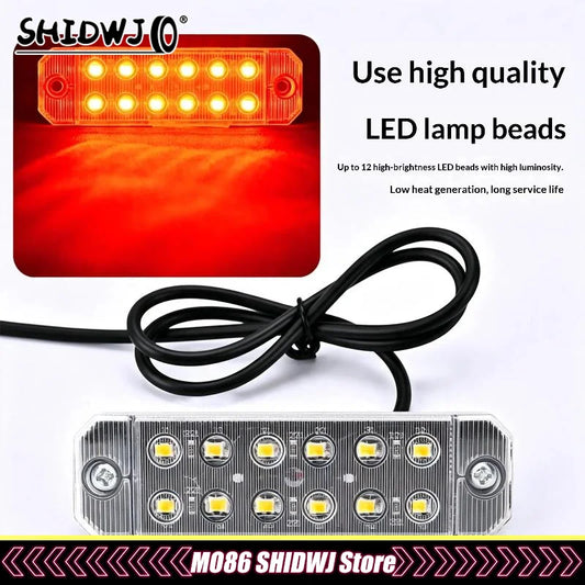 12-35v Truck Side Marker Double Row 12 Smd Strobe